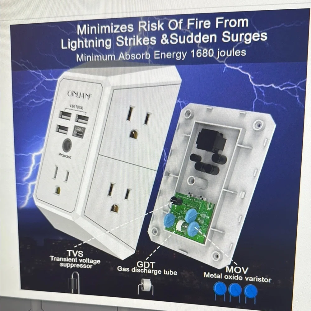 QINLIANF Wall Outlet Extender with USB Ports